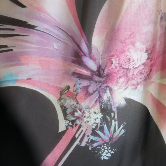 Vintage Status by Chenault Floral Roses Bohemian Chiffon Open Cardigan Sz. L - Picture 14 of 16